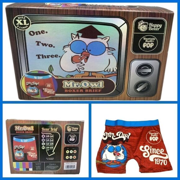 Happy Boxer MR OWL Tootsie Roll Pop Men Boxer Briefs Novelty TV Box Size XL - Picture 1 of 7